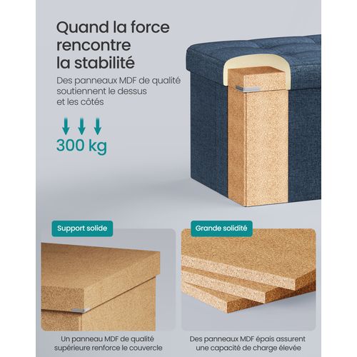Bout De Lit Pliable,banc De Rangement,avec Couvercle,bleu Foncé