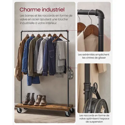 Portant à Vêtements, Charge De La Barre Du Haut 90 Kg, Porte-vêtements Mobile