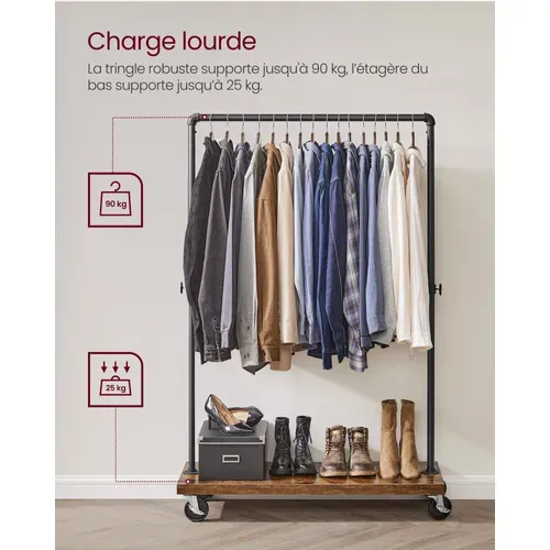 Portant à Vêtements, Charge De La Barre Du Haut 90 Kg, Porte-vêtements Mobile