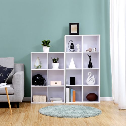 Bibliothèque à 8 Compartiments, étagère, Meuble De Rangement Blanc