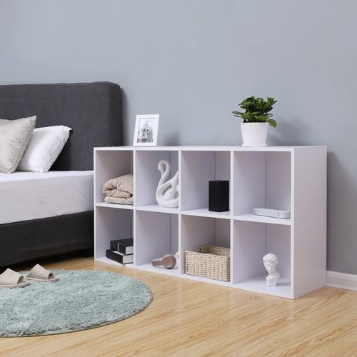 Bibliothèque à 8 Compartiments, étagère, Meuble De Rangement Blanc
