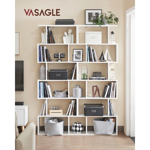 Bibliothèque, Étagère à 6 Niveau, Meuble De Rangement, Cloison Séparateur Blanc