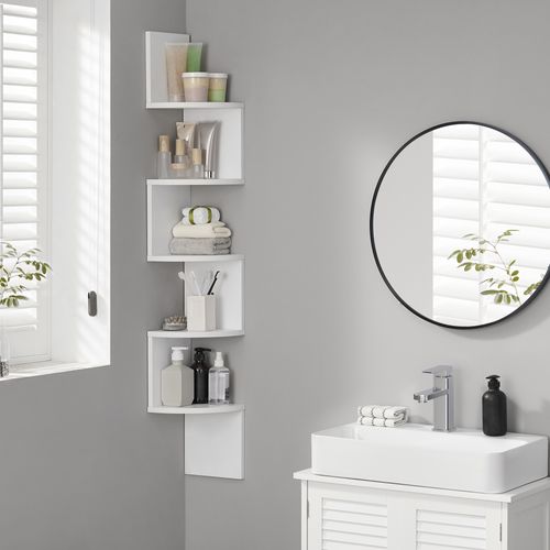 Étagère D'angle, Étagère Murale, Étagère En Forme Zigzag, Bibliothèque, Blanc