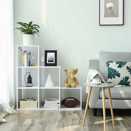 Bibliothèque, Étagère Escalier, Cloison Séparateur, Meuble De Rangement Blanc