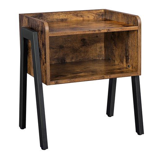 Table De Chevet Avec Compartiment De Rangement Ouvert, Pieds En Acier