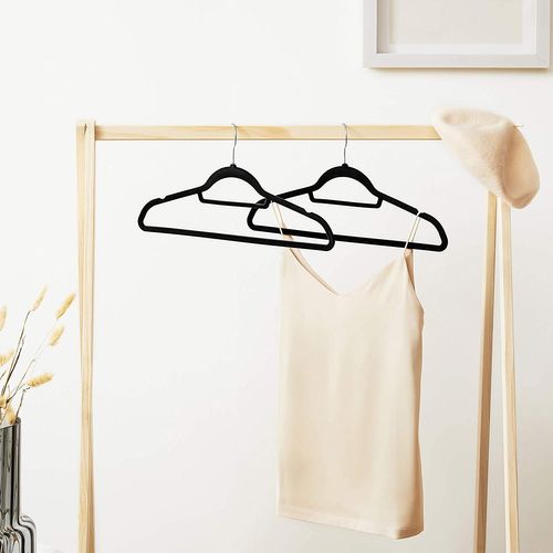 Cintres En Velours, Lot De 20, Crochet Pivotant à 360°, Antidérapant,  Noir