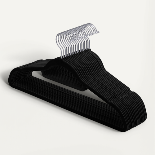Cintres En Velours, Lot De 20, Crochet Pivotant à 360°, Antidérapant,  Noir
