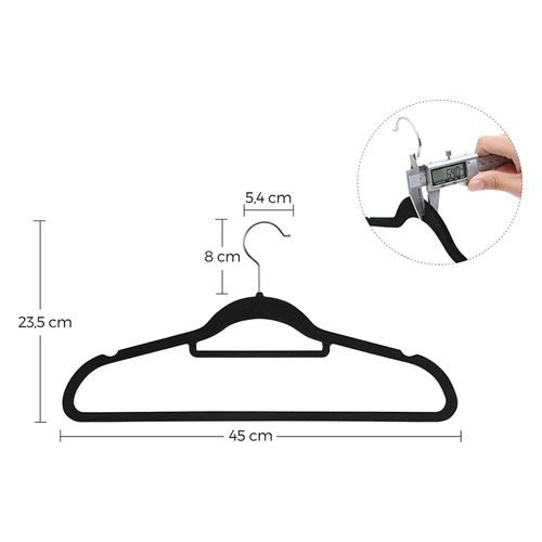 Cintres En Velours, Lot De 20, Crochet Pivotant à 360°, Antidérapant,  Noir