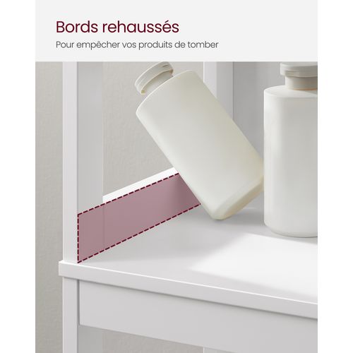 Armoire De Salle De Bain, Colonne Avec 2 Tiroirs Et 3 Casiers, 30 X 30 X 141.5 Cm, Blanc