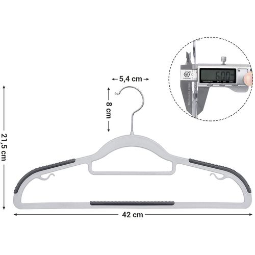 Lot De 30 Cintres, Cintres Robustes En Plastique, Antidérapant, Longueur De 42 Cm, Gris Crp20g30