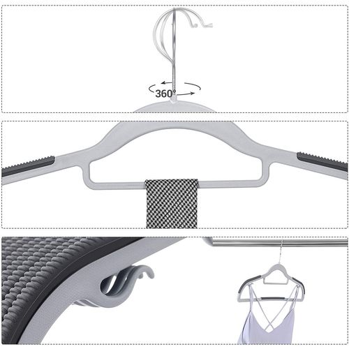 Lot De 30 Cintres, Cintres Robustes En Plastique, Antidérapant, Longueur De 42 Cm, Gris Crp20g30