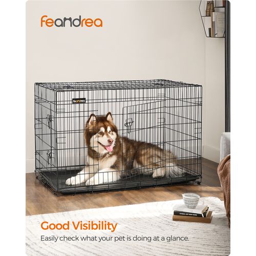 Cage Pour Chiens Avec 2 Portes, 122 X 74,5 X 80,5 Cm, Couleur Noir