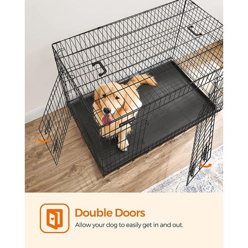 Cage Pour Chiens Avec 2 Portes, 122 X 74,5 X 80,5 Cm, Couleur Noir