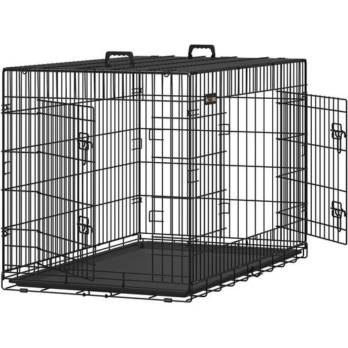 Cage Pour Chiens Avec 2 Portes, 122 X 74,5 X 80,5 Cm, Couleur Noir