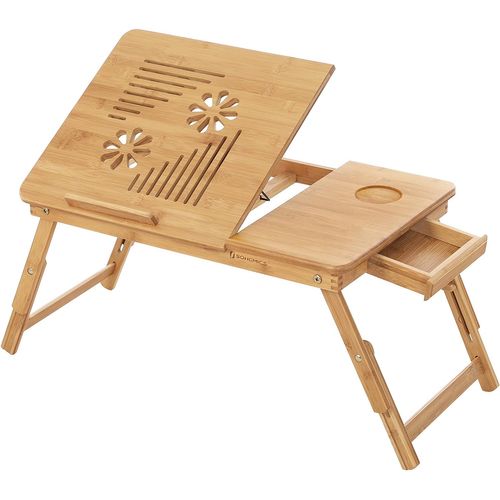Table De Lit Pliable, En Bambou, Pour PC Portable Inclinable, 55 X 35 X 29 Cm