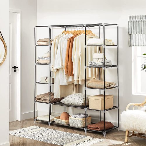 Penderie Pliable En Tissu Avec Tringle Et étagères - L140 Cm