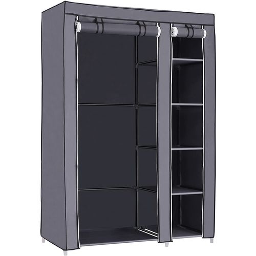 Armoire De Rangement Penderie De Vêtement Pliable En Toile 110 X 45 X 175 Cm Gris Lsf007g
