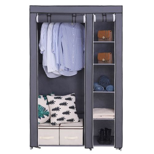 Armoire De Rangement Penderie De Vêtement Pliable En Toile 110 X 45 X 175 Cm Gris Lsf007g