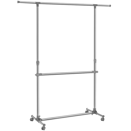 Portant à Vêtement Sur Roulettes Gris Hauteur: 113-198cm, Tube En Fer Revêtu D'acier Llr401