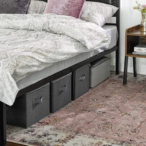 Boîte De Rangement,lot De 3,avec Couvercle,avec Poignées,gris