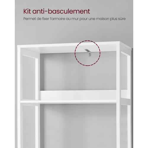 Meuble De Salle De Bain Avec 3 Compartiments Ouverts, 1 Tiroir, 1 Placard, 60 X 32,5 X 154 Cm