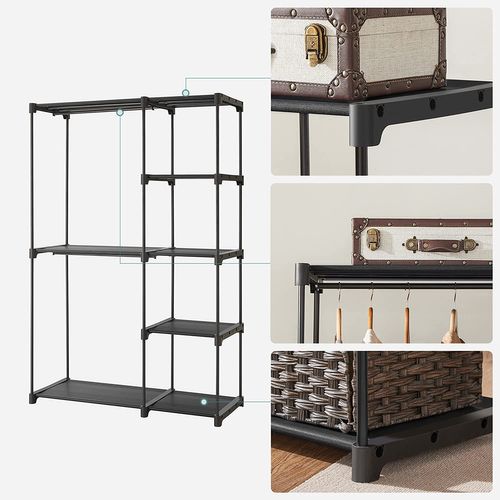 Armoire De Rangement, Organisateur, Pour Vestiaire, Chambre, 112 X 43 X 165 Cm, Noir Ryg24bk