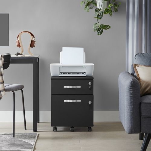 Caisson De Bureau, Caisson De Rangement, Classeur, 1 Tiroirs Pour Dossiers Suspendus, Noir