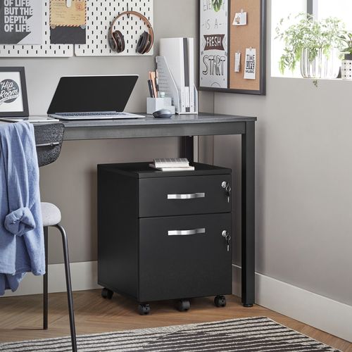 Caisson De Bureau, Caisson De Rangement, Classeur, 1 Tiroirs Pour Dossiers Suspendus, Noir