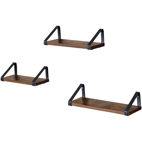 Étagère Murale, Étagère Flottante, Style Industriel, 3 Niveaux,brun Rustique