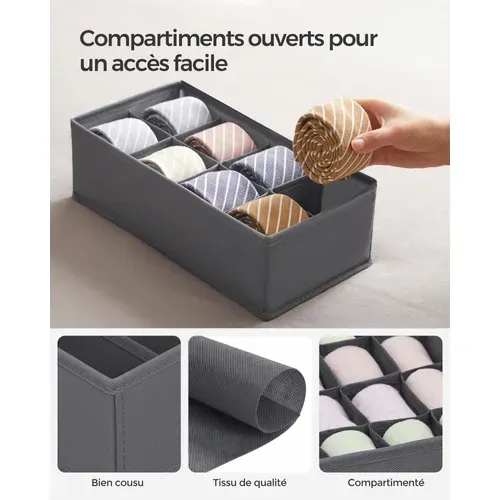 Lot De 8 Boîtes De Rangement En Tissu Organiseur De Sous-vêtements Pliables