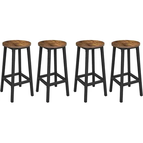 Tabourets Hauts, Lot De 4,cadre En Acier, Hauteur 65 Cm, Style Industriel, Marron Rustique