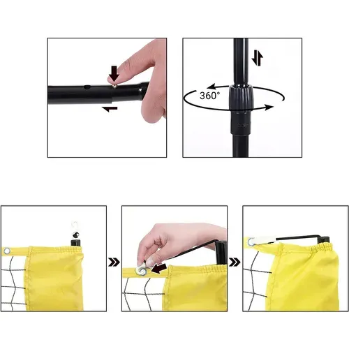 Filet De Badminton 4 m, Pliable, Facile À Monter, Hauteur Réglable Jaune