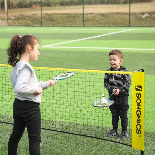 Filet De Badminton 4 m, Pliable, Facile À Monter, Hauteur Réglable Jaune
