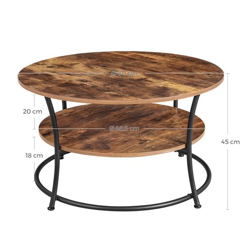 Table Basse, 2 Niveaux, Avec étagère De Rangement, Montage Facile, Marron Rustique