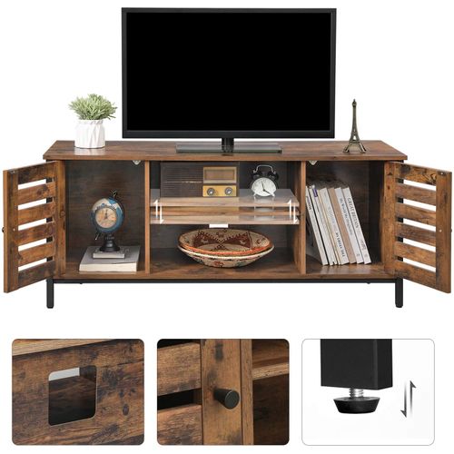 Meuble TV Pour TV Jusqu’à 50''avec étagères Etplacards De Rangement Marron Rustique