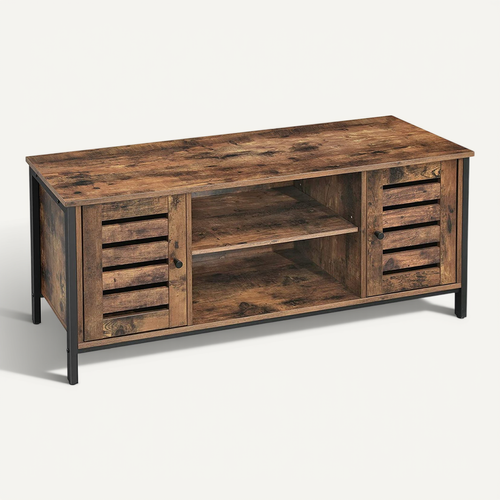 Meuble TV Pour TV Jusqu’à 50''avec étagères Etplacards De Rangement Marron Rustique