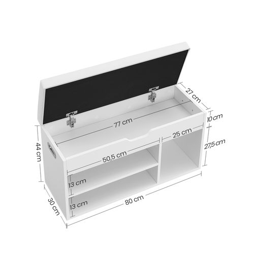 Banc De Rangement à Chaussures, Avec Coussin Confortable,  3 Compartiment