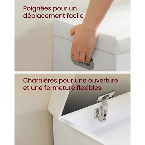 Banc De Rangement à Chaussures, Avec Coussin Confortable,  3 Compartiment
