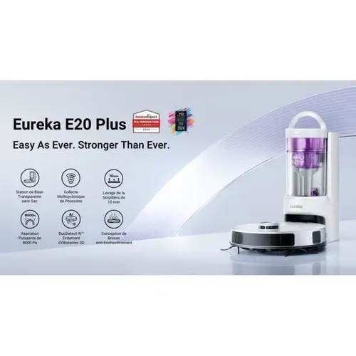 E20 Plus - Aspirateur Robot Avec Station De Vidange Automatique - 8000 Pa  - Anti Enchevetrement -