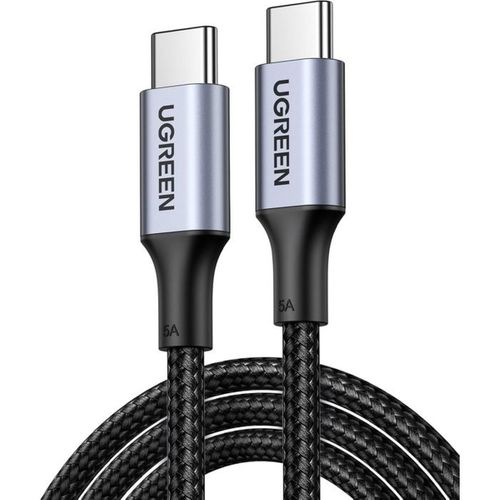 Câble USB-c Vers USB-c 1 M 100w Pd 5a Nylon Renforcé — Noir
