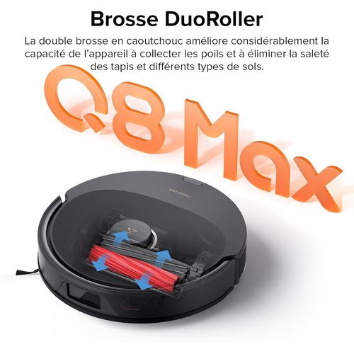 Q8 Max Robot Aspirateur Possède les Deux Brosses, L'aspiration de 5500 Pa- Noir