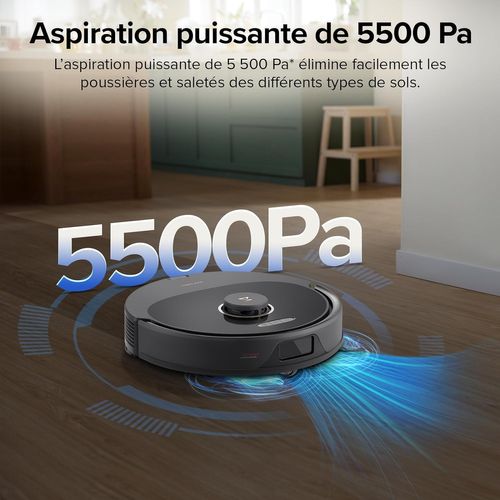 Q8 Max Robot Aspirateur Possède les Deux Brosses, L'aspiration de 5500 Pa- Noir