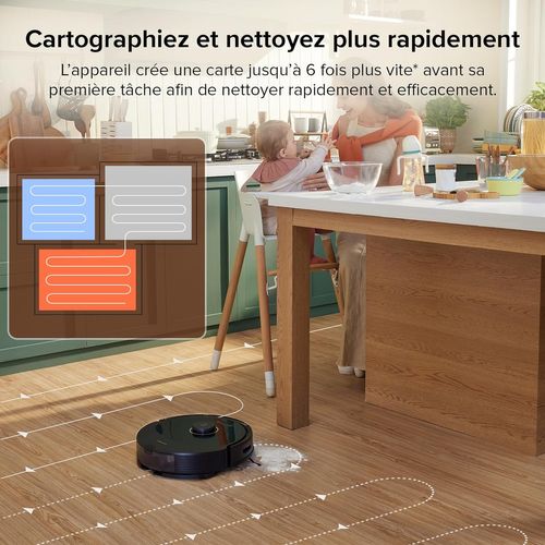 Q8 Max Robot Aspirateur Possède les Deux Brosses, L'aspiration de 5500 Pa- Noir