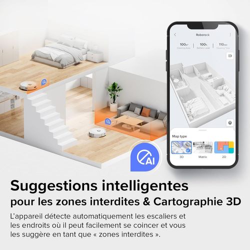 Q8 Max Robot Aspirateur Possède les Deux Brosses, L'aspiration de 5500 Pa - Blanc