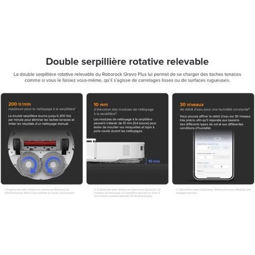 Aspirateur Robot Laveur - Qrevo Plus - Puissance 7000 Pa - Serpillere Extensible - Avec Station Mul