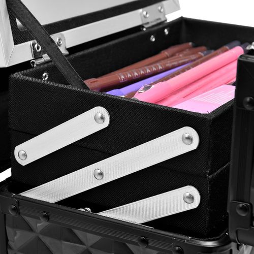 Coffret De Maquillage Mallette De Maquillage Mallette Cosmétique Avec Miroir, 23 X 15 X 18cm (noir)