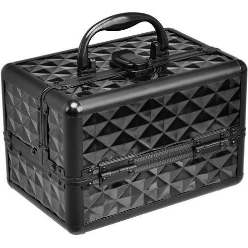 Coffret De Maquillage Mallette De Maquillage Mallette Cosmétique Avec Miroir, 23 X 15 X 18cm (noir)