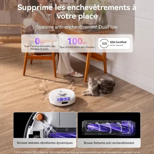 Freo Z10 - Robot Aspirateur Et Laveur Avec Système Anti-enchevetrement - 15000 Pa - Base Autonome