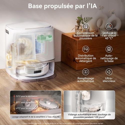 Freo Z10 - Robot Aspirateur Et Laveur Avec Système Anti-enchevetrement - 15000 Pa - Base Autonome