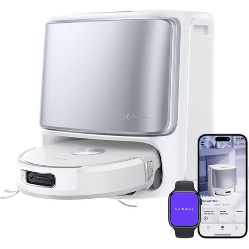 Flow - Aspirateur Robot Laveur Avec Station - 22 000 Pa - Dualflow Anti-enchevetrement Poil Animaux